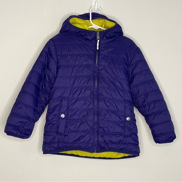 Boden Other - Boden Kids Reversible Hooded Puffer Jacket Blue and Yellow 
Size 4-5 Yrs